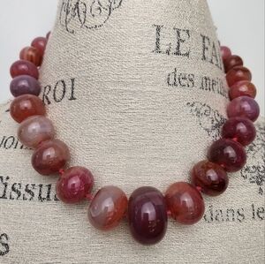 Pink Agate Crystal Stone Necklace